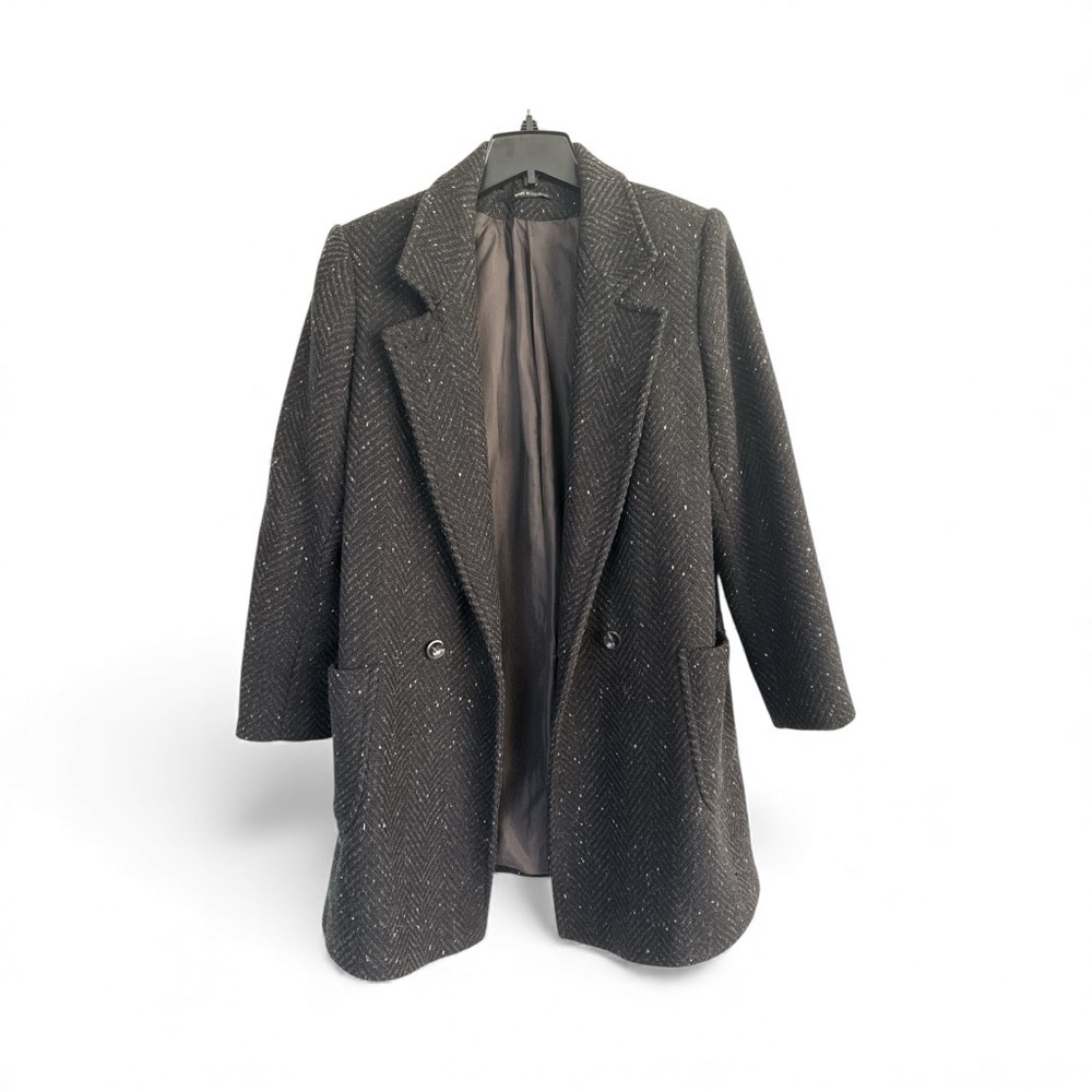 Vintage Black Marled Wool Oversized Blazer Jacket M / L